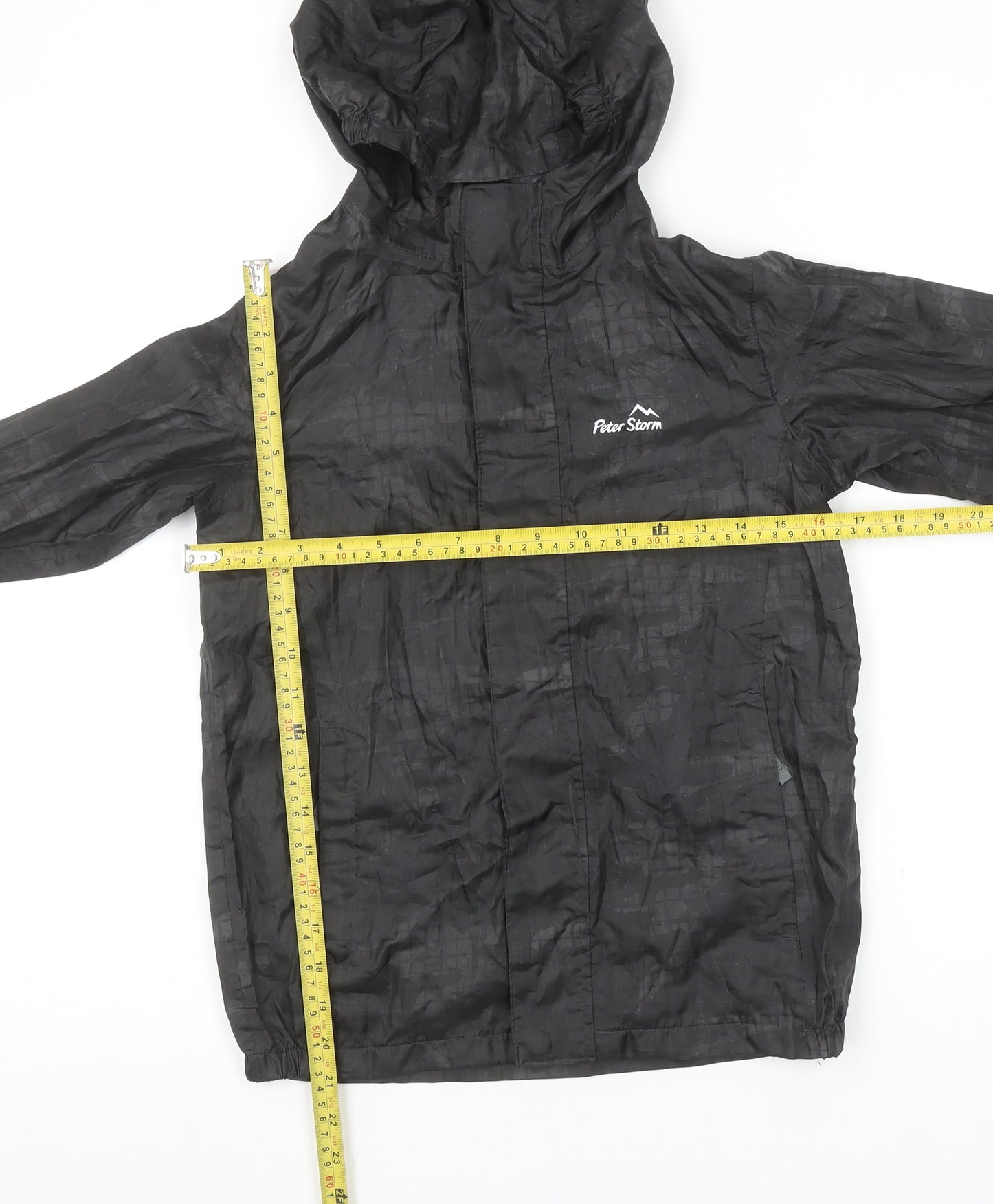Peter Storm Boys Black 9-10 Years Hooded Waterproof Lightweight Rain Jacket