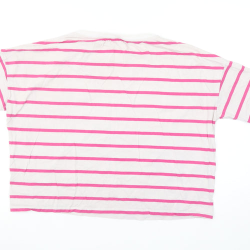 United Colors of Benetton Women's Pink Striped Cotton T-Shirt Size S