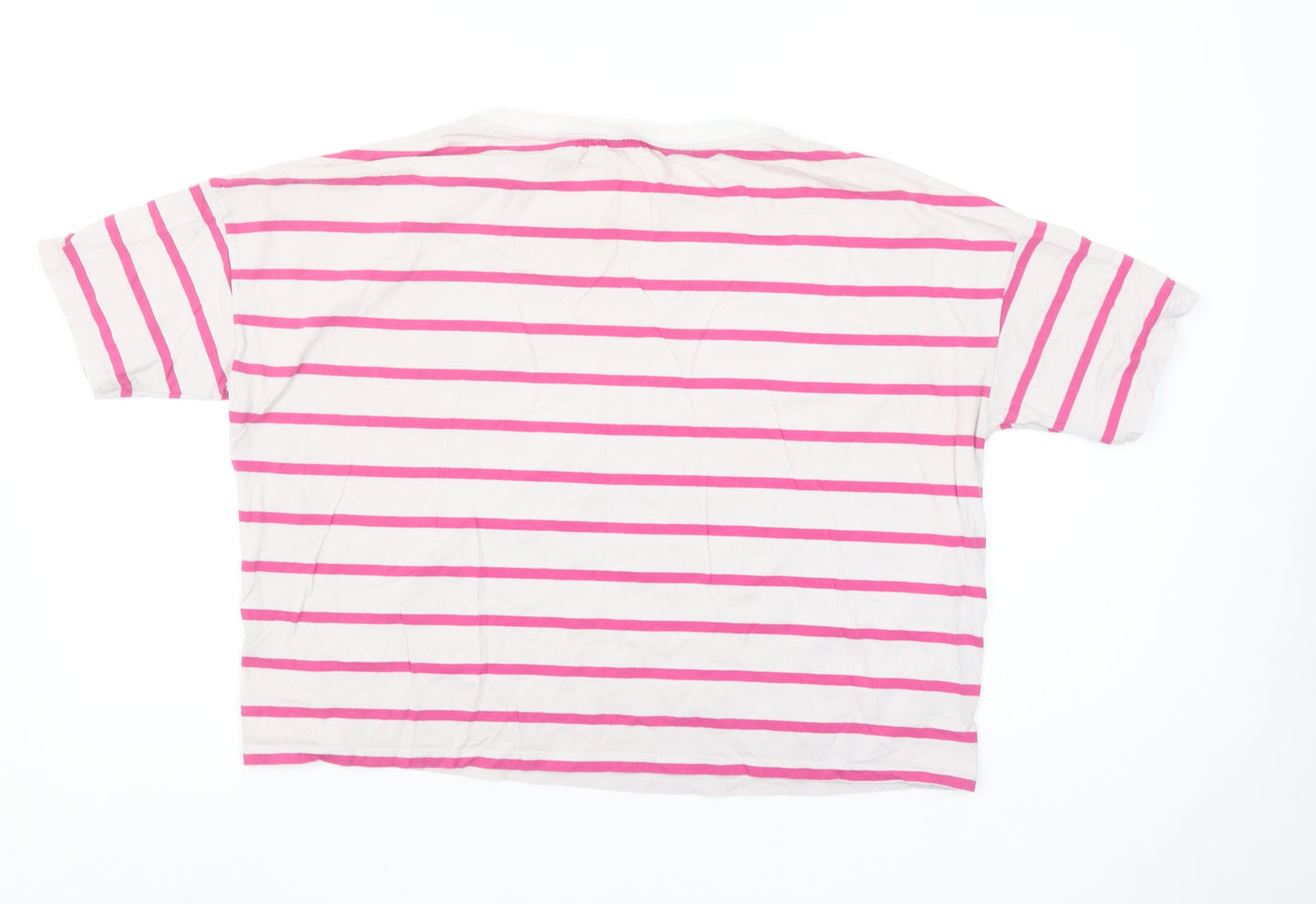 United Colors of Benetton Women's Pink Striped Cotton T-Shirt Size S