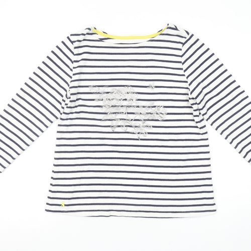 Joules Women’s White Navy Striped Long Sleeve Cotton T-Shirt UK 12