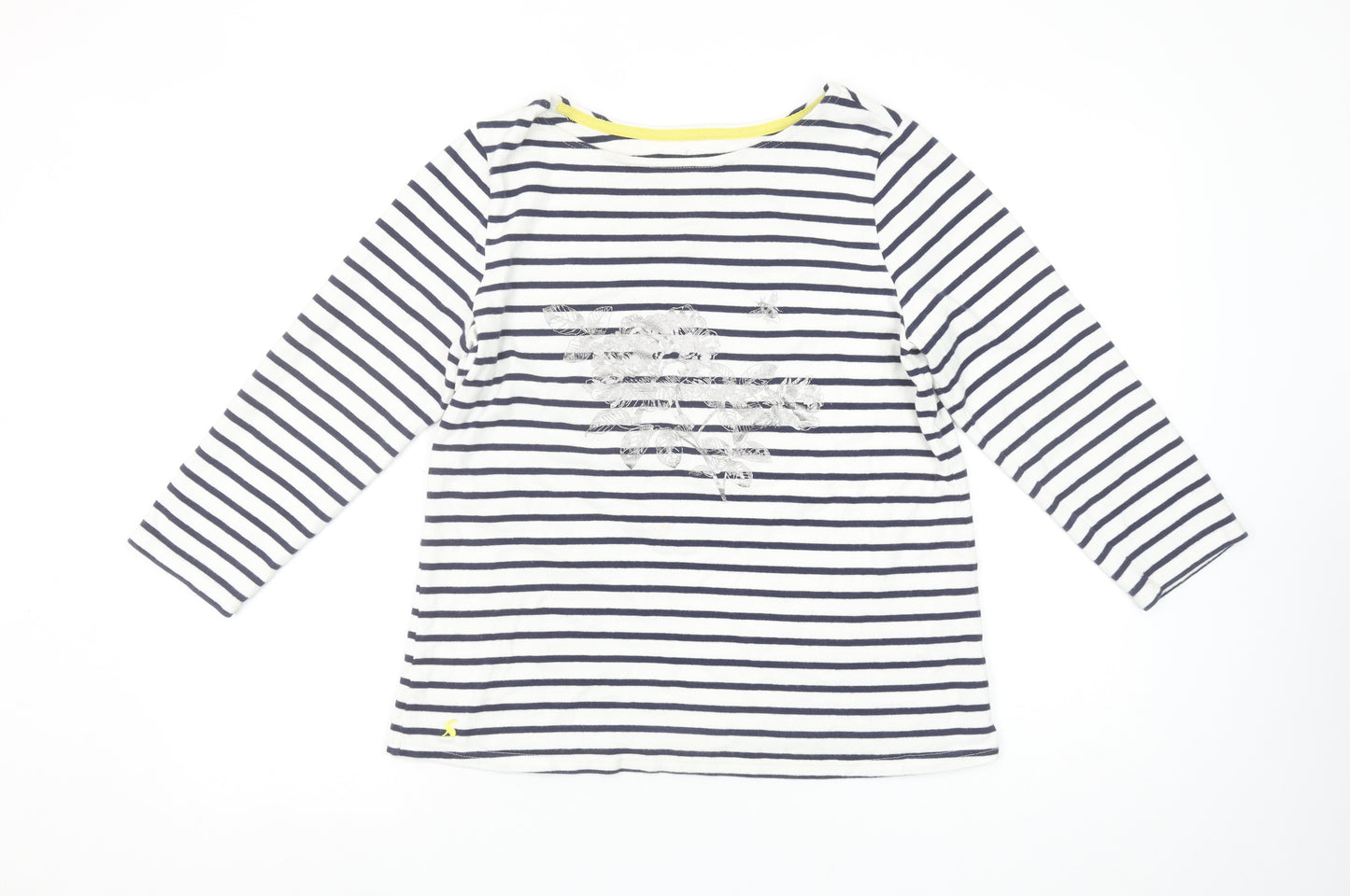 Joules Women’s White Navy Striped Long Sleeve Cotton T-Shirt UK 12