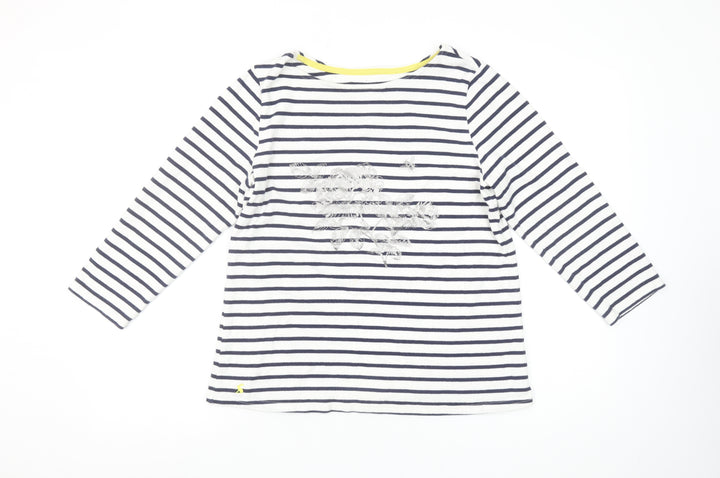 Joules Women’s White Navy Striped Long Sleeve Cotton T-Shirt UK 12
