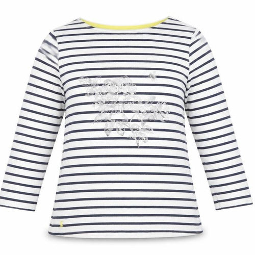 Joules Women’s White Navy Striped Long Sleeve Cotton T-Shirt UK 12