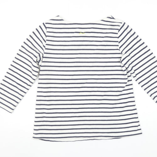 Joules Women’s White Navy Striped Long Sleeve Cotton T-Shirt UK 12