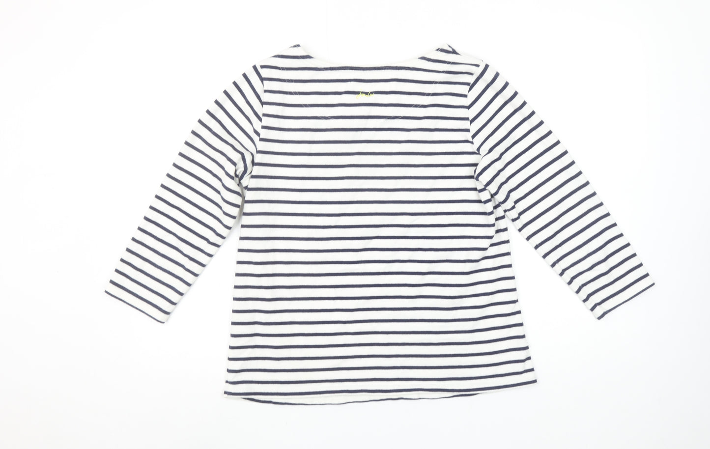 Joules Women’s White Navy Striped Long Sleeve Cotton T-Shirt UK 12