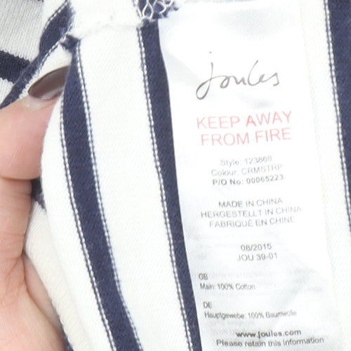 Joules Women’s White Navy Striped Long Sleeve Cotton T-Shirt UK 12