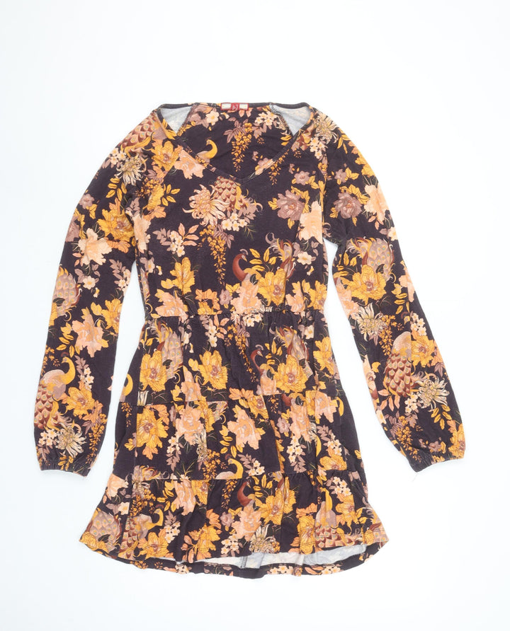 Joe Browns Womens Black Floral Mini Skater Dress Size 8