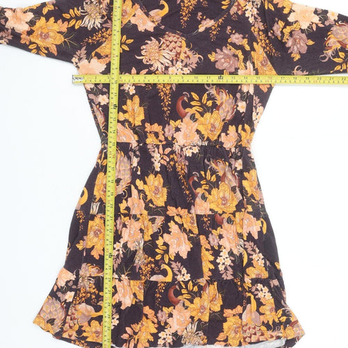 Joe Browns Womens Black Floral Mini Skater Dress Size 8