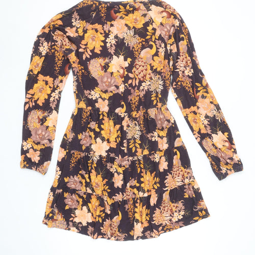 Joe Browns Womens Black Floral Mini Skater Dress Size 8