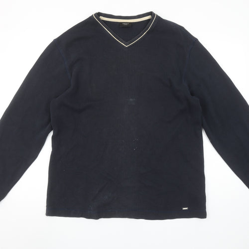 Next Men’s Blue V-Neck Knit Jumper Size L Classic Pullover