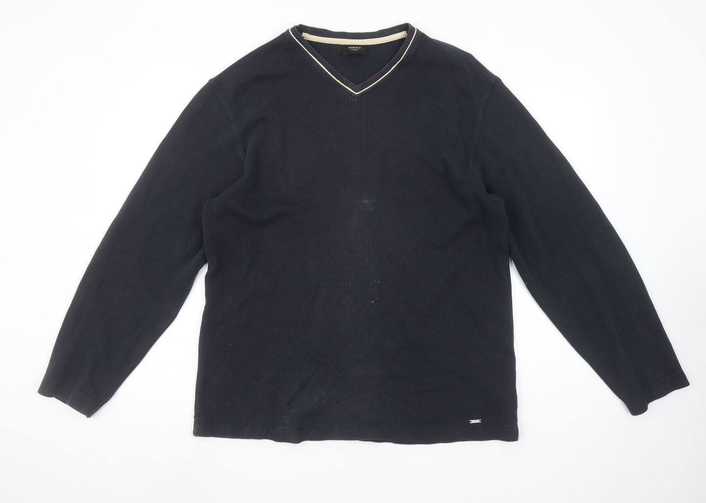 Next Men’s Blue V-Neck Knit Jumper Size L Classic Pullover