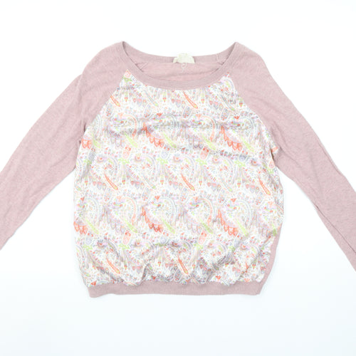 Laura Ashley Women Pink Paisley Long Sleeve Basic Top UK 14