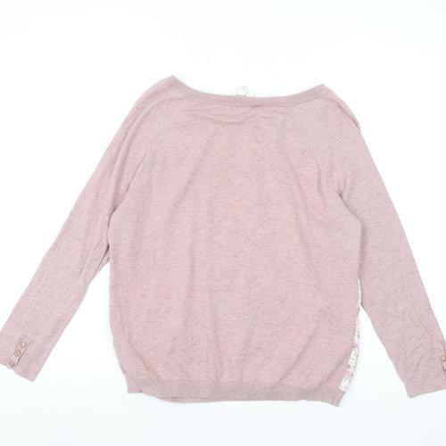 Laura Ashley Women Pink Paisley Long Sleeve Basic Top UK 14