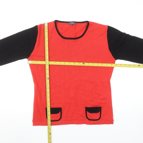 di Roberto Women's Red Silk Cashmere Long Sleeve Pullover Jumper Size L