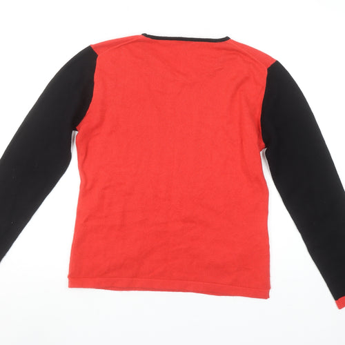 di Roberto Women's Red Silk Cashmere Long Sleeve Pullover Jumper Size L