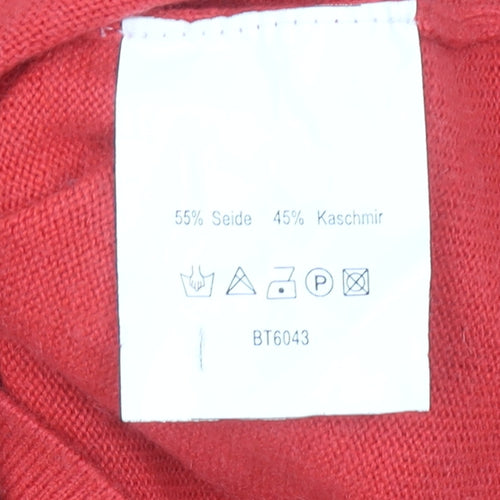 di Roberto Women's Red Silk Cashmere Long Sleeve Pullover Jumper Size L
