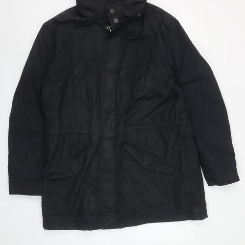 Kin by John Lewis Men's Black Parka Coat L Regular Fit Hooded