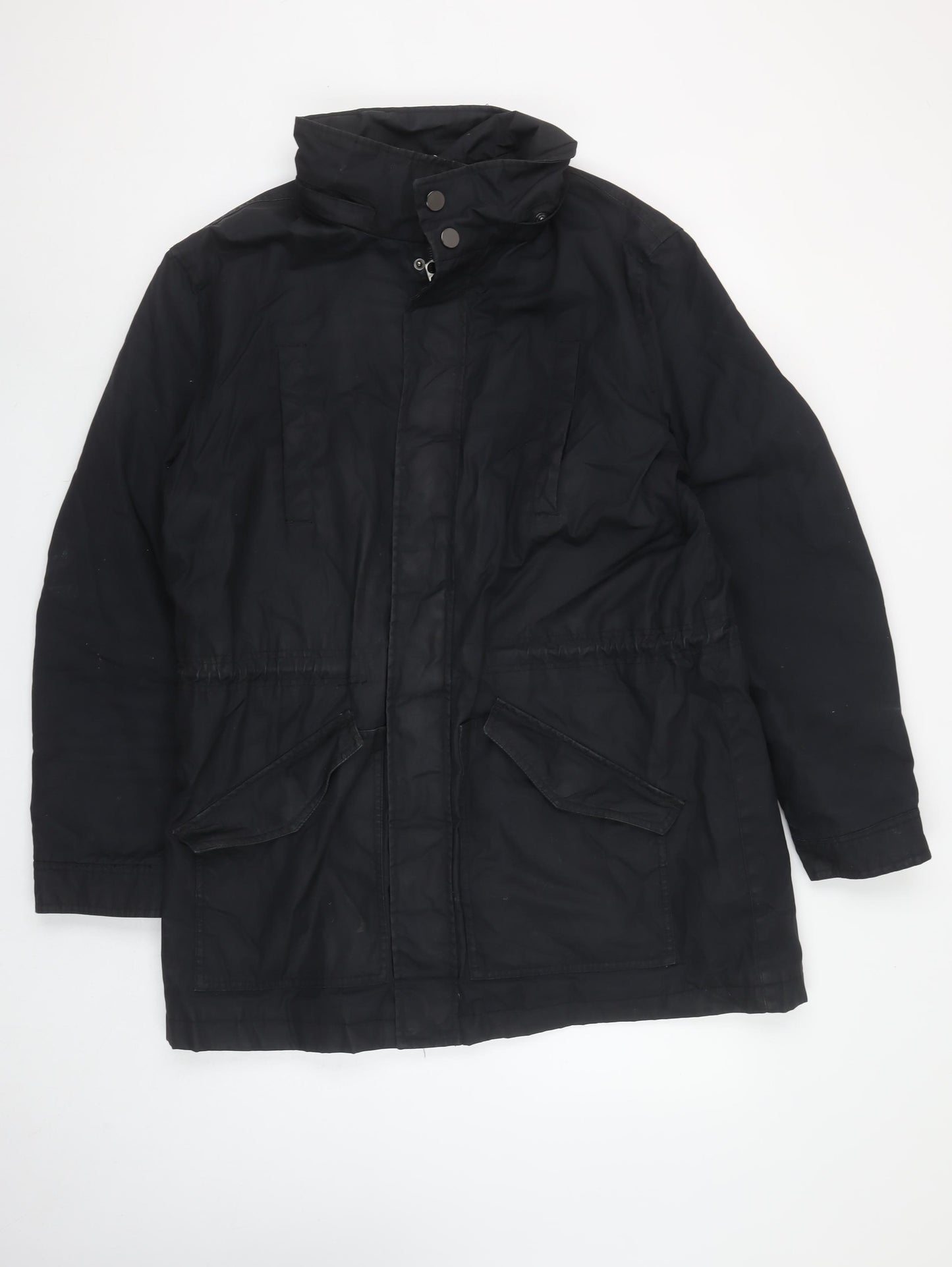 Kin by John Lewis Men's Black Parka Coat L Regular Fit Hooded