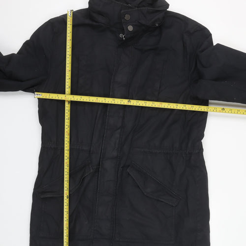 Kin by John Lewis Men's Black Parka Coat L Regular Fit Hooded