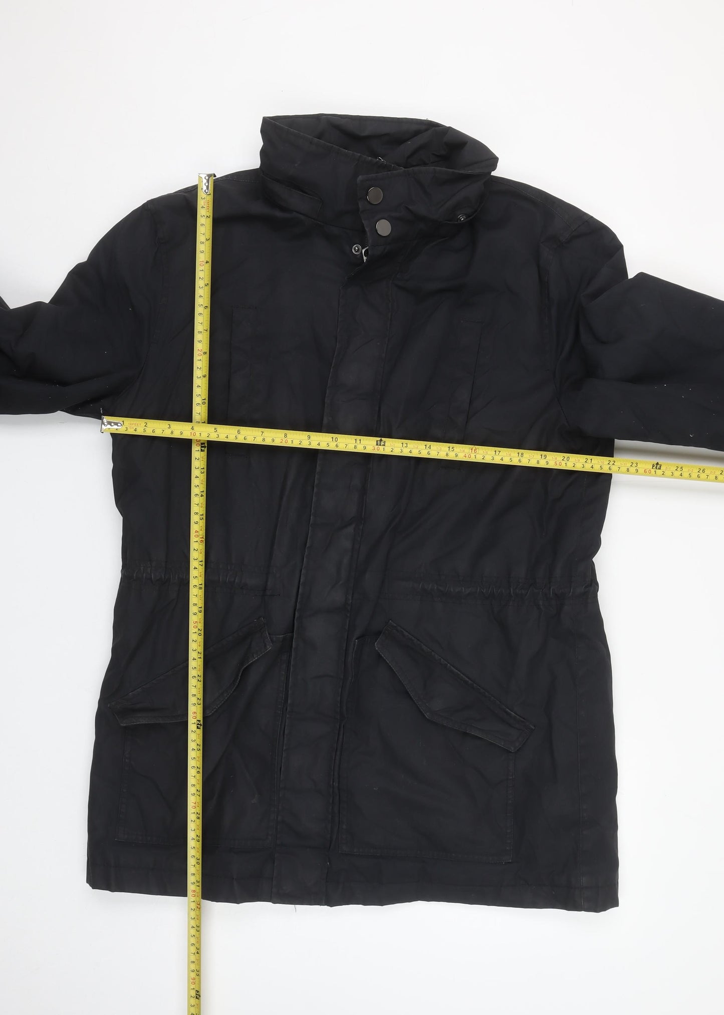 Kin by John Lewis Men's Black Parka Coat L Regular Fit Hooded