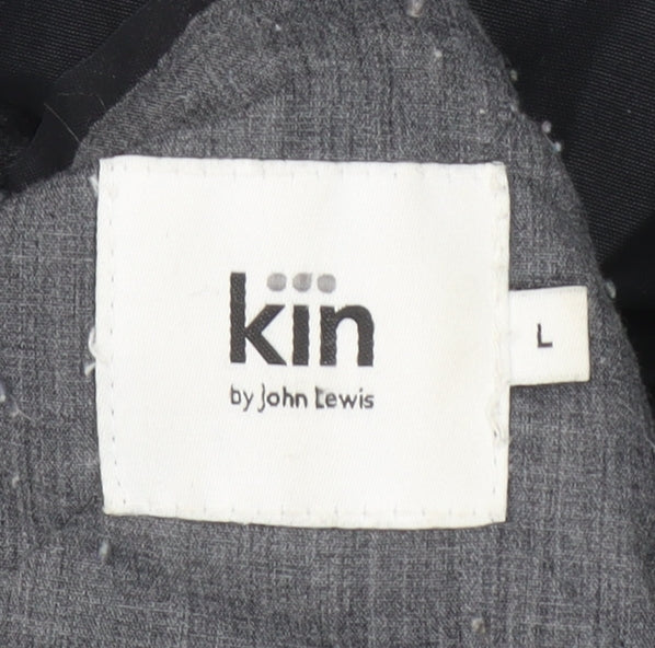 Kin by John Lewis Men's Black Parka Coat L Regular Fit Hooded