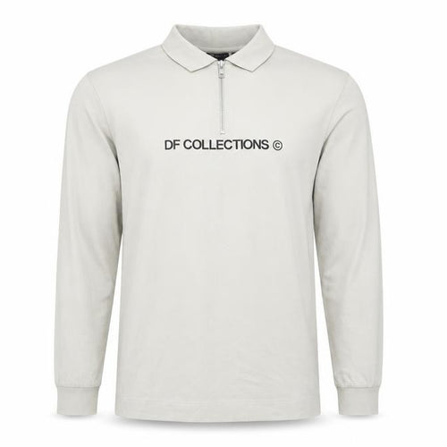 ASOS DESIGN Mens Beige Long Sleeve Collared 1/4 Zip Polo Shirt L