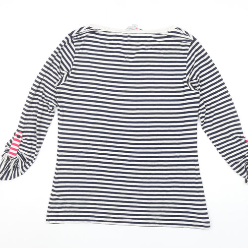 Crew Clothing Co. Womens Blue Striped V-Neck Long Sleeve Top Size 10