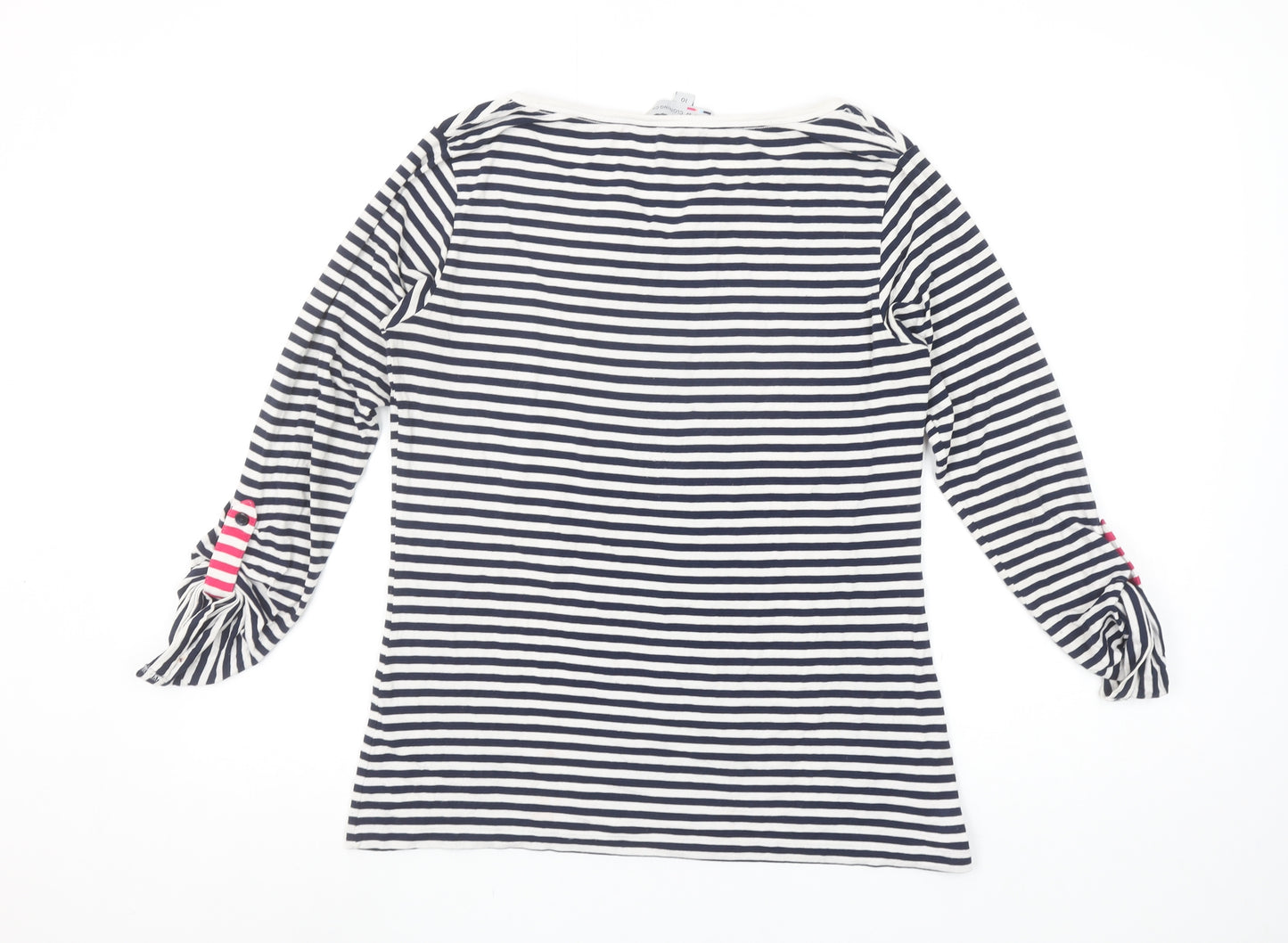 Crew Clothing Co. Womens Blue Striped V-Neck Long Sleeve Top Size 10