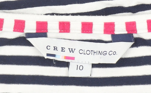 Crew Clothing Co. Womens Blue Striped V-Neck Long Sleeve Top Size 10