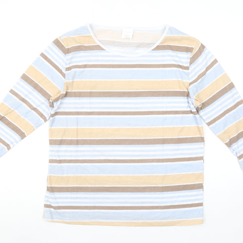 Anne De Lancay Women's Multicoloured Striped Long Sleeve Cotton Blend T-Shirt M