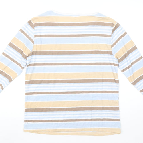 Anne De Lancay Women's Multicoloured Striped Long Sleeve Cotton Blend T-Shirt M