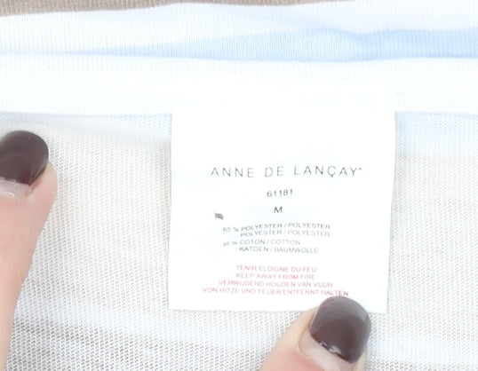 Anne De Lancay Women's Multicoloured Striped Long Sleeve Cotton Blend T-Shirt M