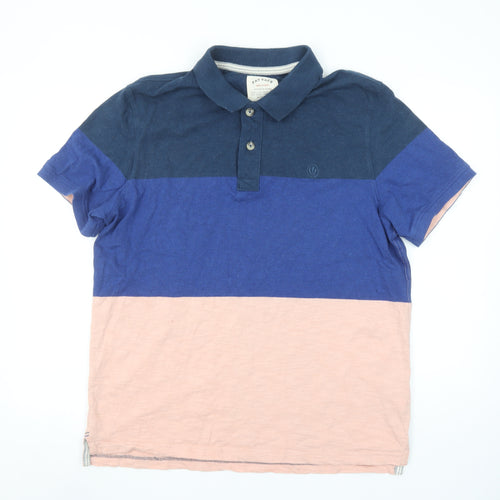 Fat Face Men's Multicoloured XL Colourblock Cotton Polo Shirt