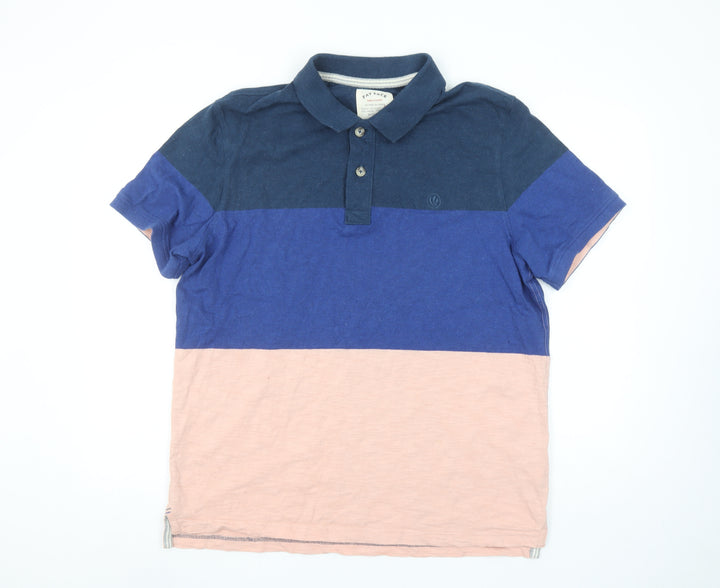 Fat Face Men's Multicoloured XL Colourblock Cotton Polo Shirt