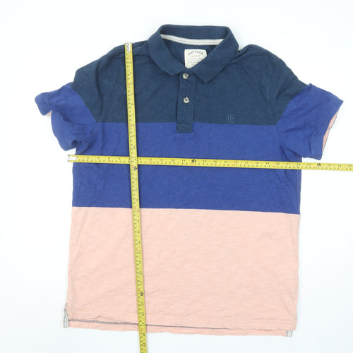 Fat Face Men's Multicoloured XL Colourblock Cotton Polo Shirt