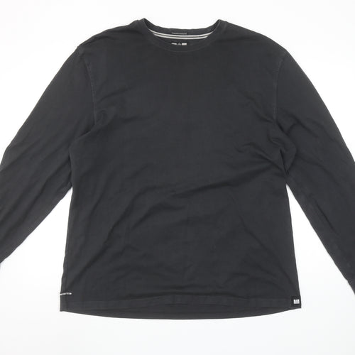 Weekend Offender Men's Black Long Sleeve Cotton Crew Neck T-Shirt XL