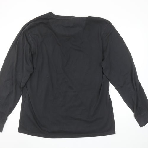 Weekend Offender Men's Black Long Sleeve Cotton Crew Neck T-Shirt XL