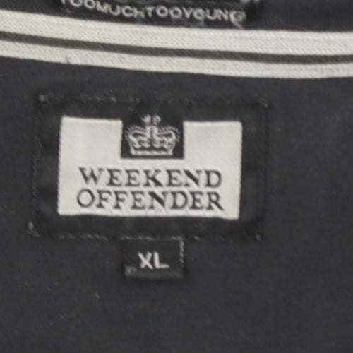 Weekend Offender Men's Black Long Sleeve Cotton Crew Neck T-Shirt XL