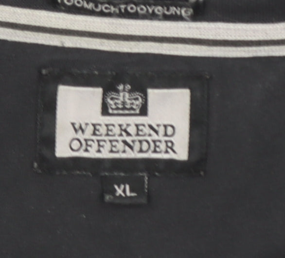 Weekend Offender Men's Black Long Sleeve Cotton Crew Neck T-Shirt XL