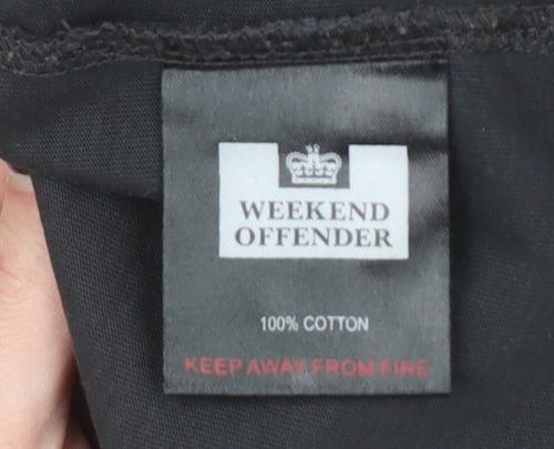 Weekend Offender Men's Black Long Sleeve Cotton Crew Neck T-Shirt XL