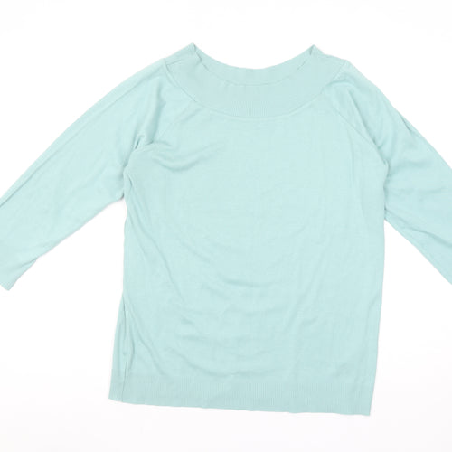 Monsoon Women’s Blue 3/4 Sleeve Cotton Knit Blouse UK 18