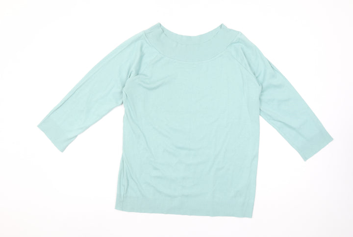 Monsoon Women’s Blue 3/4 Sleeve Cotton Knit Blouse UK 18