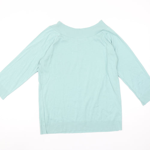 Monsoon Women’s Blue 3/4 Sleeve Cotton Knit Blouse UK 18