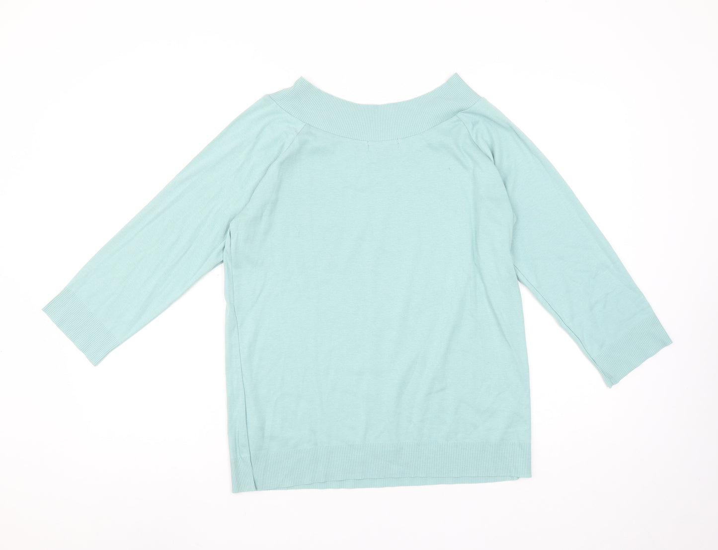 Monsoon Women’s Blue 3/4 Sleeve Cotton Knit Blouse UK 18