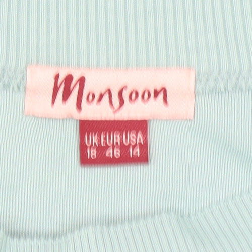 Monsoon Women’s Blue 3/4 Sleeve Cotton Knit Blouse UK 18