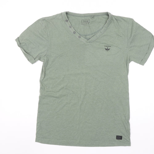 Firetrap Men's Green V-Neck Short Sleeve Cotton T-Shirt Size S