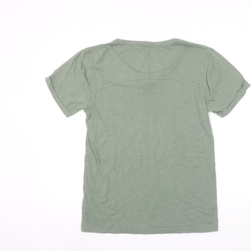 Firetrap Men's Green V-Neck Short Sleeve Cotton T-Shirt Size S