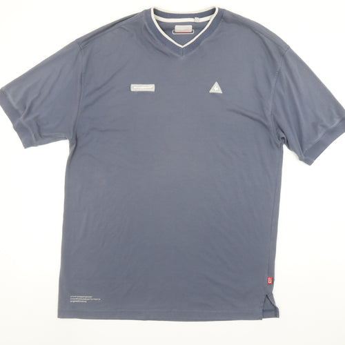Le Coq Sportif Mens Blue XL V-Neck Short Sleeve Sports T-Shirt