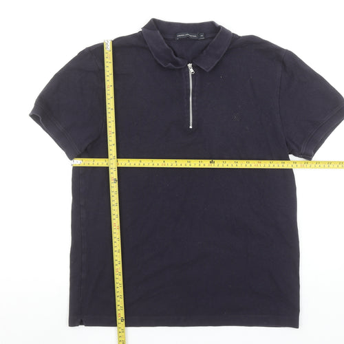 French Connection Men's Black 1/4 Zip Cotton Polo Shirt Size M