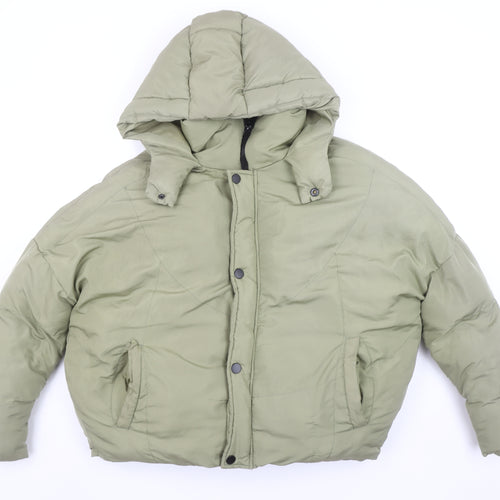 PrettyLittleThing Women's Green Size 6 Hooded Puffer Jacket